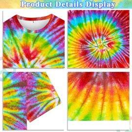 kooirsp Hippie Costume for Men Women 4PCS Mens 60s 70s Outfit Set Colorful Hippie Shirt Sunglasses Headband Peace Necklace (Tie Dye, Large)