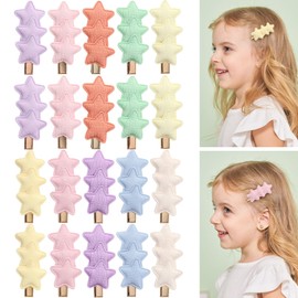 Baby Girls Hair Clips, [20 Pieces 10 Colors] Nonslip Hair Barrettes for Kids Fine Handmade Star Toddler Hair Accessories with Alligator Clips for Newborn Infant Toddlers Baby Girls Kids Teens