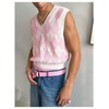 BEAUDRM Men's Plaid Geometric Sleeveless Knitted Sweater V Neck Crochet