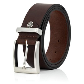 LINDENMANN Men's Leather Belt, Cowhide Belt, XXL, Dark Brown, brown