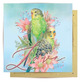 La La Land Greeting Card Budgerigars