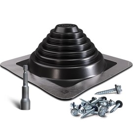 VIVIDA #3 Metal Roof Pipe Flashing, Metal Roofing Pipe Boot Kit, High Temp Silicone Vent Boot, for Tube OD 1/4" to 5", Square Base, Screws & Hex Socket Included, 1 Pack