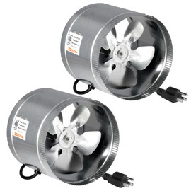 iPower 8 Inch 420 CFM Inline Fan with Low Noise, Exhaust for HVAC Ventilation in Grow Tent, Basements, Bathrooms and Kitchens, 2 Pack