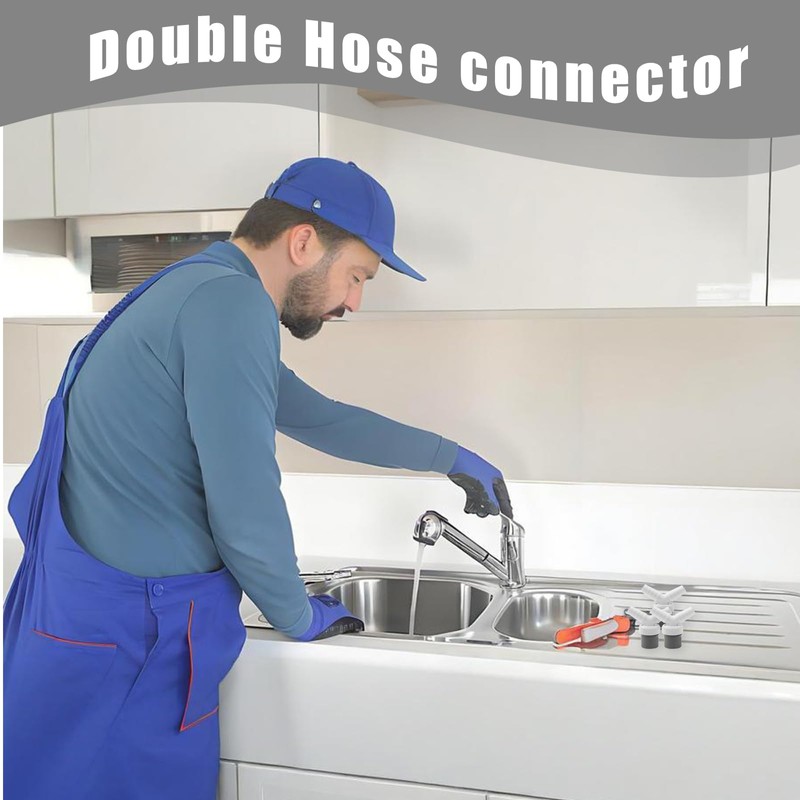 3 PCS Double Hose Connector Set, Dishwasher Waste Pipe Connectors
