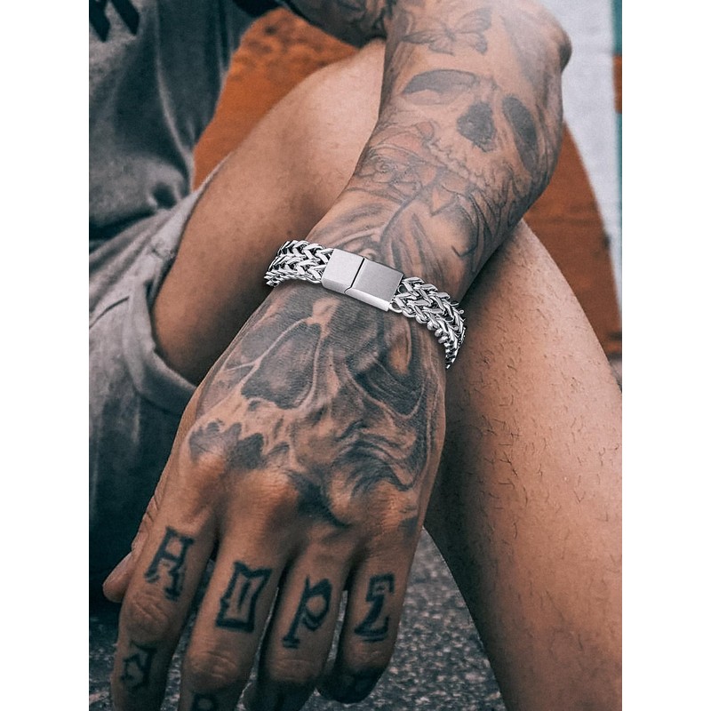 Richsteel Stainless Steel 12MM Franco Chain Bracelet for Men Punk