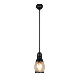 Unitary Brand Antique Black Metal and Glass Jar Farmhouse Pendant Lighting for Kitchen Island with 1 E26 Bulb Socket, Industrial Hanging Lights, Dining Room Pendant Light Fixture