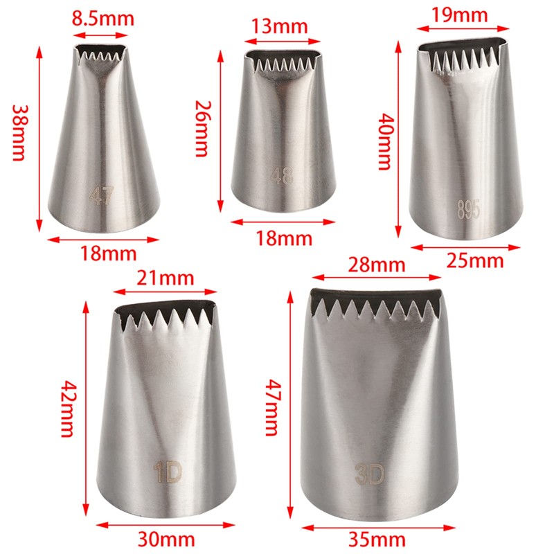 5 Pcs Icing Piping Tips Set, Stainless Steel Baking Kits,