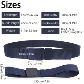HENGBIRD Men's Work Belt, Unisex Nylon Adjustable Canvas Belt for Men and Women, Adjustable Outdoor Belt, Suitable for Work and Travel Faster, Black, Brown, Grey, Navy Blue
