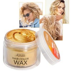Hair Colour Wax, Magic Master Keratin Temporary Hairstyle Cream Instant Coloured Clay for Men and Women Party, Festival, Cosplay (Golden)