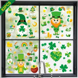 82Pcs st Patricks Day Decorations Window clings 4 Sheets st Patricks Day Window Decorations for Glass Windows Shamrock Window clings Stickers st Patricks Day Stickers