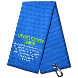 DYJYBMY Golfer's Serenity Prayer Funny Embroidered Golf Towel for Golf Bags with Clip, Golf Club Gifts for Men Husband, Golfclub Gifts for Men Golfer, Anniversary Birthday Gifts for Golfer Golf Lover