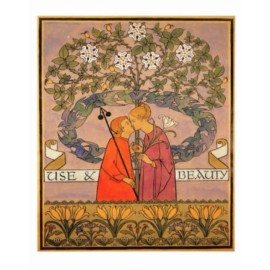 Postcard: CFA Voysey repro print - Use & Beauty, Doves, Lily, Man & Woman Kiss