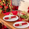 Pre Rolled Gold Plastic Silverware with Red Napkins, 30Pack Red