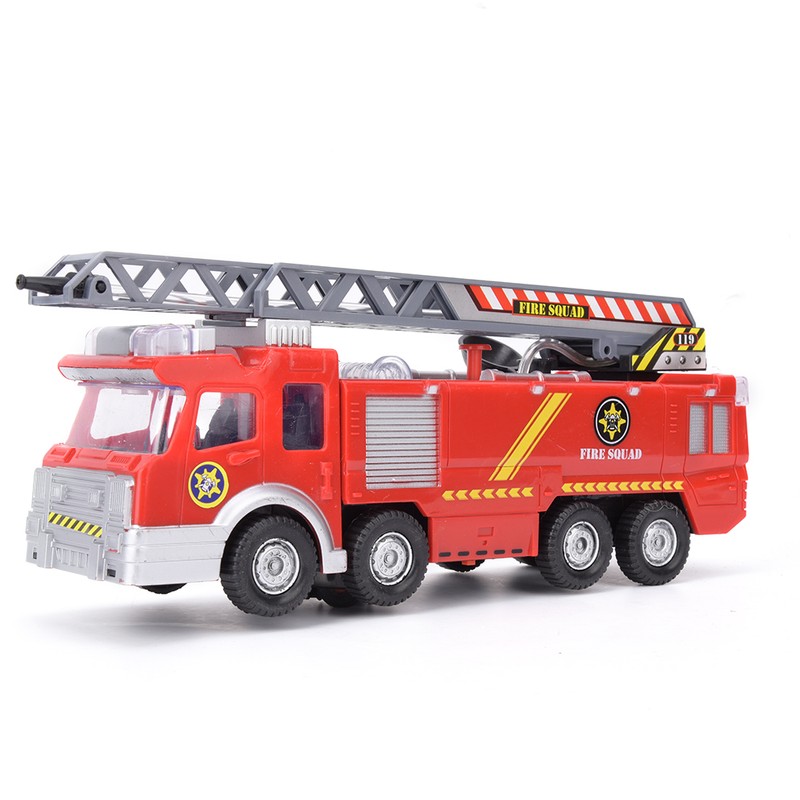 Mini Simulation Aerial Ladder Truck Model Vehicle Fire Fighting Car