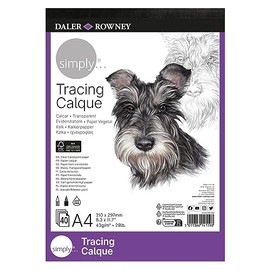 Daler-Rowney Simply Smooth Surface 43gsm A4 Tracing Paper Pad, Glued 1 Side, 40 Sheets, Ideal for Entry-Level Artists & Hobbyists