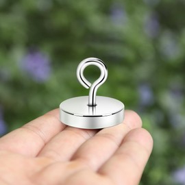 Neosmuk Magnetic Ring Hooks, 45 kg Heavy Duty Extra Strong Magnetic Hook with Eye Bolt for Cruise Cabin, Magnetic Eyelet Hanger for Hanging, Cruise Essentials Hooks (Silver, Pack of 2)