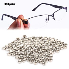 Rimless Glasses Parts, 300 Pairs Stainless Steel Rimless Glasses Screw Hex Nuts 1.4 Nut Cap Glasses Repair Parts
