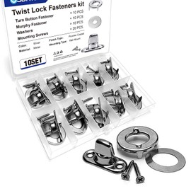 Usdrwam 10 Set Twist Lock Fasteners with Turn Button Fasteners Eyelet Screws for RVs Marine Boats Canvas Fastener Turn Buttons