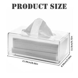 Hyuetrsa 4 Pcs Acrylic Tissue Box Cover, Clear Tissue Box Holder Rectangular Facial Tissue Dispenser Box Dryer Sheet Dispenser Clear Tissue Holder Napkin Dispenser for Car,Bathroom,Office,Kitchen,Home