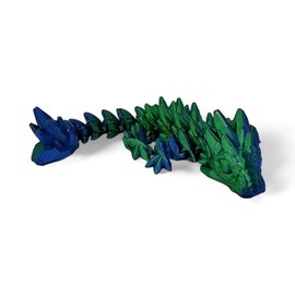 ZZ LIFE Articulating Gemstone Dragon Series - 3D Printed Dragons Flexible ADHD, Autism, Relief Anxiety - Articulated Joints (Blue/Green, Baby - 12")