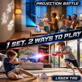 VATOS Rechargeable Laser Tag Set, 2 Infrared Laser Tag Guns, Interactive Projection with LED Score Display & 3 Target Cards, Kids Adults Shooting Battle Game, Family Fun Toys Gift for Boys Girls 6+