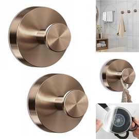 Boxonly No-Drill Suction Hooks, 2024 Upgraded Stainless Steel Waterproof Hooks for Bathroom, Shower, Kitchen, and Mirrors – Heavy Duty Towel Holders (Multipack, Rose Gold)