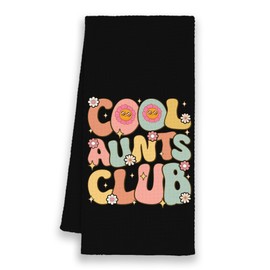 Xmsaitar Black Cool Aunts Club Kitchen Towels, Aunt Gifts for Aunt Auntie from Niece Christmas Birthday Mother's Day, Trendy Hand Towels for Bathroom, Groovy Decorative Dish Towels Decor for Kitchen