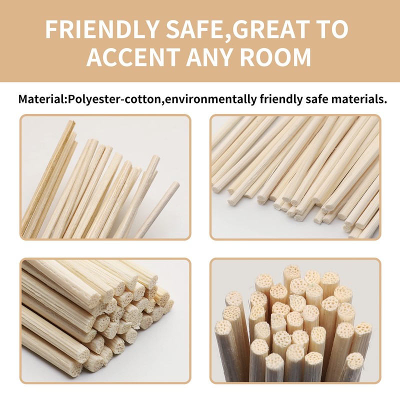 VFULIE 100PCS Reed Diffuser Sticks, 10 Inch Natural Rattan Wood