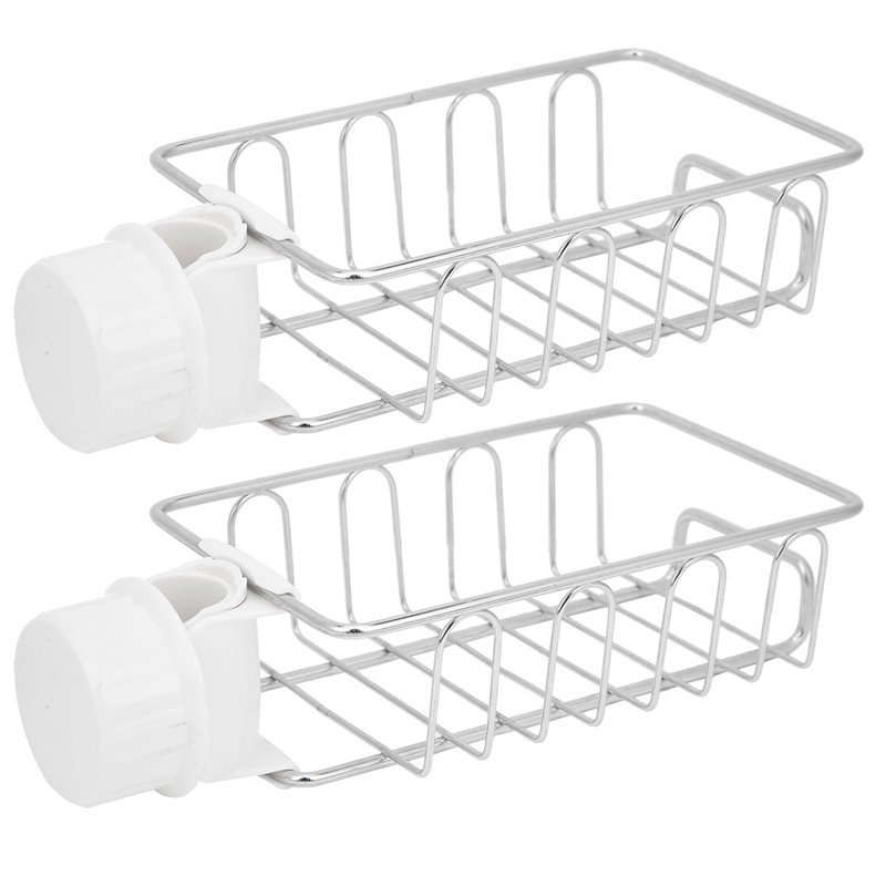 2Pcs Faucet Storage Rack Stainless Steel Sink Caddy Organizer Soap
