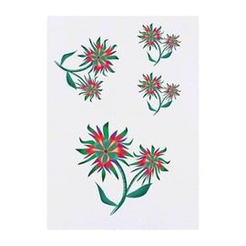 4 x 'Fantasy Flowers' Temporary Tattoos - Water Resistant, Skin-Safe, Non-Toxic Transfers, Mixed Sizes (TO00084150)