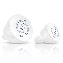 Small & Large 2-Pack Portable Protein Supplement Funnels, Great for Pre-Workout, BCAA's, and Protein Powder. Easy & Mess Free Container for Workout, Travel, to-Go, Fitness, WOD. (White & Blue)