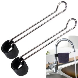 2 Pack Towel Holder for Kitchen Sink Cabinet，Stylish Functional Dish Towel Holder for Multiple Types of Sink faucets (Silver Color)