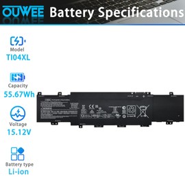 OUWEE TI04XL M24420-1D1 Laptop Battery Replacement for Hp Envy 17-CH 17-CH0000NB 17-CH0027UR 17M-CH 17M-CH0013DX Series HSTNN-IB9T M24563-005 TI04055XL M24420-1C1 15.12V 55.67Wh/3500mAh 4-Cell