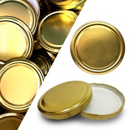 hocz Set of 50 Replacement Twist-Off Lids for Jars To 82 Lid Colour Gold Preserving Jar Suitable for 230, 350, 435, 540, 565 ml Preserving Jars