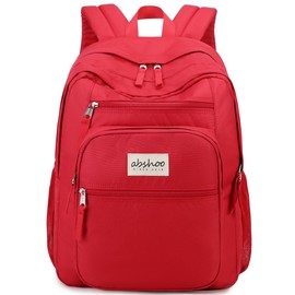 abshoo 32L Big Student Laptop Backpack For College Men Women Middle High School Teen Bookbag Travel Backpack Daypack (Red)