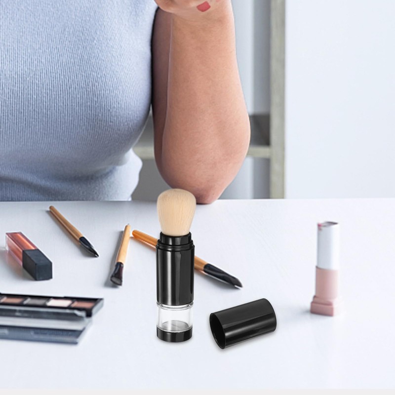 Healeved Retractable Blush Brush Refillable Loose Powder Bottle Jar Travel