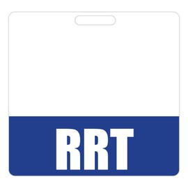 RRT Badge Buddy (Blue) - Horizontal Heavy Duty Badge Buddies for Registered Respiratory Therapists - Double Sided Badge Identification Card