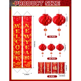 Chinese New Year 2026 Decorations, Lunar New Year 2026 Decorations Include Red Envelopes Red Lantern Ornaments Chinese Couplets for Spring Festival Decorations