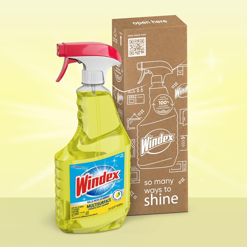 Windex Multipurpose Cleaner Disinfectant Spray Bottle, Packaging Designed to Prevent