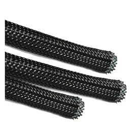 5 Meters, 8mm Braided SLEEVING - Expandable Black Braided Flexible Cable SLEEVING - Polyester