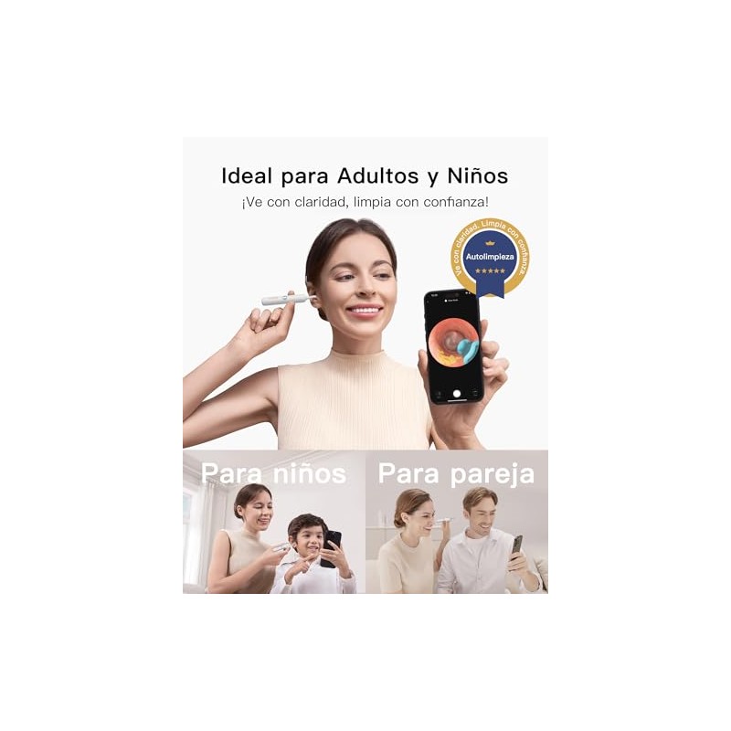Bebird Limpiador de Oídos con Otoscopio Digital HD, Cámara Flexible,