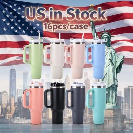 Us  H20 40 OZ Powder Coated Travel Mug Car Cup Mixed Colors Easy Clean Water Bottle Green 40 OZ Tumbler for Daily Usecolor: 16pcs mixed, capacity: 40 oz