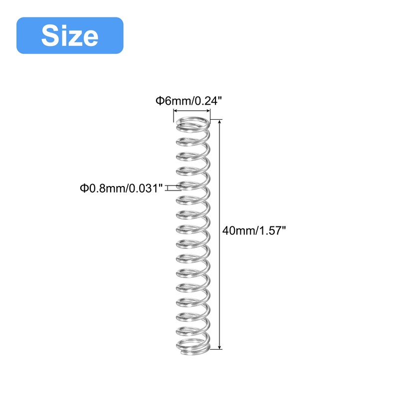 QUARKZMAN Compression Spring 304 Stainless Steel 6 mm AD 0.8