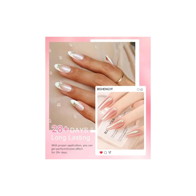 3 Pcs Polvo De Espejo Para Uñas, Efecto Iridiscente Aurora