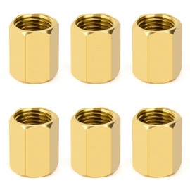 Brass Muff 1/4 Inch Female x 1/4 Inch Female Thread Connector, 6 Pieces Thread Adapter Double Sleeve Hex Coupling Connector for Water, Air, Pipe Connection