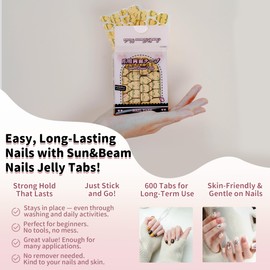 Sun&Beam Nails Adhesive Tabs 25 Sheets for Press On False Nail Tip Gel Glue Double Sided Tape Stickers Waterproof Transparent Strong Sticky (25 Sheets/600 Pcs)