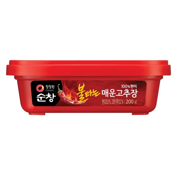 Chung Jung One Extra Hot Fire Pepper Paste (Gochujang), Korean Traditional Sunchang Rice Red Pepper Paste, Extra Hot (200g)