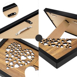 AceList Geldgeschenk, Echtholz Geldgeschenk Hochzeitmit Herzmuster im Bilderrahmen, Personalisiert Hochzeitsgeschenk I Jubiläum Taufe I Hochzeitsgeschenke für Brautpaar Geld I Geburtstagsgeschenk