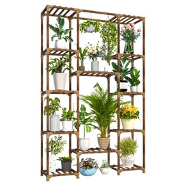 Uneedem Tall Indoor Outdoor Plant Stand - Large 12 Tier Plant Rack with Wooden Shelves for Room, Balcony, Garden, Patio