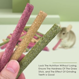 ERKOON Timothy Hay Sticks,Rabbit Chew Toys for Teeth Natural Molar Sticks Rabbits Treats for Bunnies, Chinchilla Guinea Pigs, Gerbil, Hamster (25 Pcs)